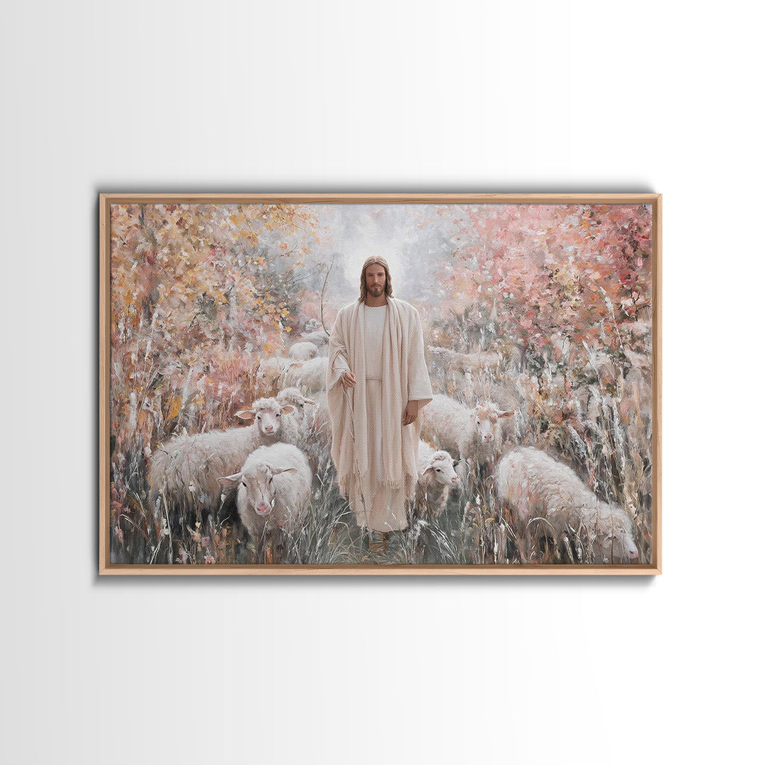 Pastoral Messiah – Framed Canvas Print – Christian Art Canvas – Jesus Painting – Christian Wall Art – Christian Art – Christian Christmas A