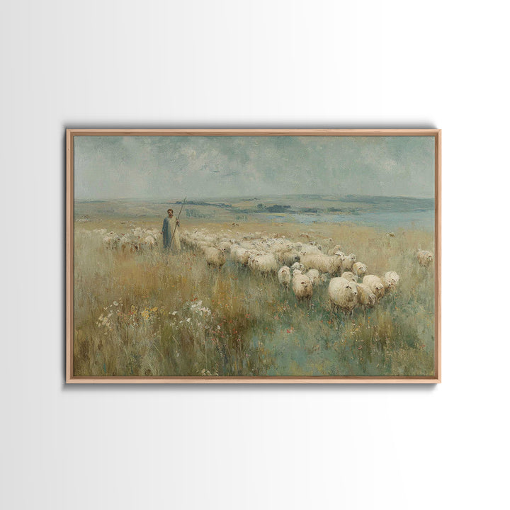 Shepherds Of Peace - Framed Canvas Print - Christian Wall Art - Christian Art Canvas - Pastoral Scenery - Christian Gift - Jesus Painting
