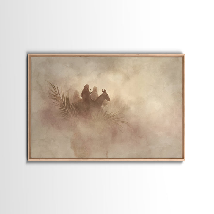 Palm Dawn Reverence - Framed Canvas Print - Christian Art Canvas - Jesus Painting - Christian Wall Art - Christian Christmas Art - Christia