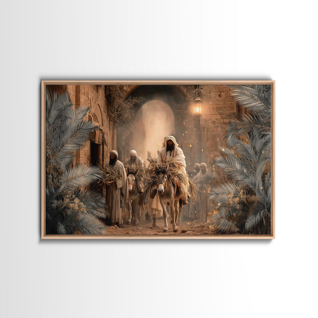Entry Of Peace - Framed Canvas Print - Christian Art Canvas - Christian Wall Art - Jesus Painting - Christmas Art Prints - Christian Decor