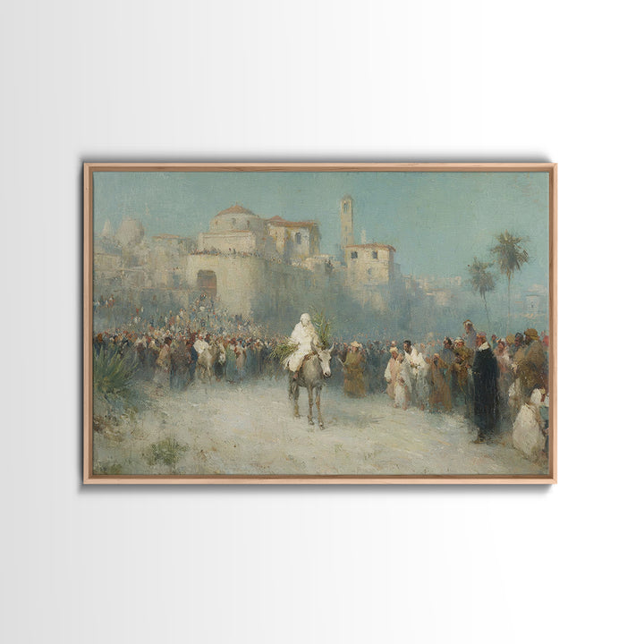 Palm Path Journey - Framed Canvas Print - Christian Art Canvas - Christian Christmas Art - Jesus Painting - Christian Wall Art - Christian
