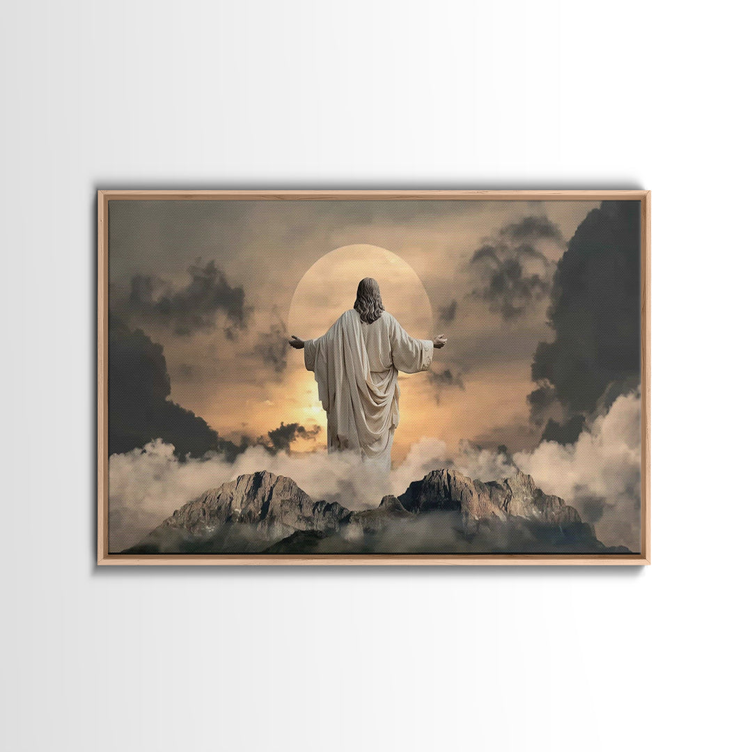 Divine Horizon Light – Framed Canvas Print – Jesus Painting – Christian Art Canvas – Christian Wall Art – Moody Christian Art – Christian G