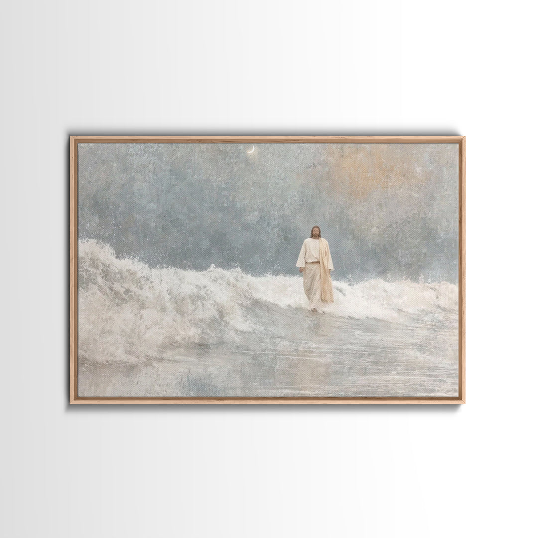 Waves Of Mercy – Framed Canvas Print – Christian Wall Art – Jesus Painting – Christian Art Canvas – Christian Christmas Art