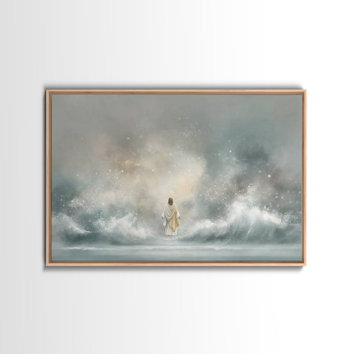 Moonlit Promise – Framed Canvas Print – Christian Art Canvas – Christian Wall Art – Jesus Painting – Large Christian Painting – Christmas A
