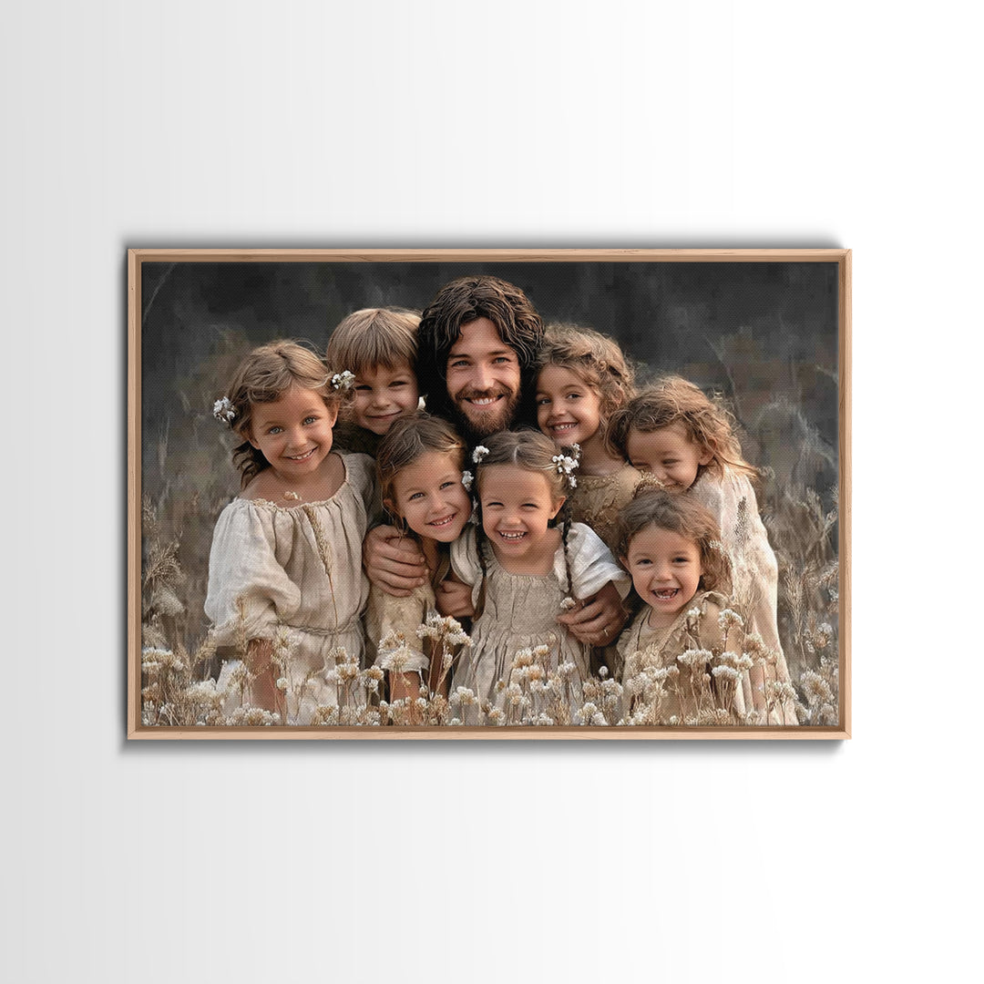 Fields Of Blessing, Framed Canvas Print, Christian Art Canvas, Jesus Painting, Christian Wall Art, Vintage Christian Art, Christian Gift