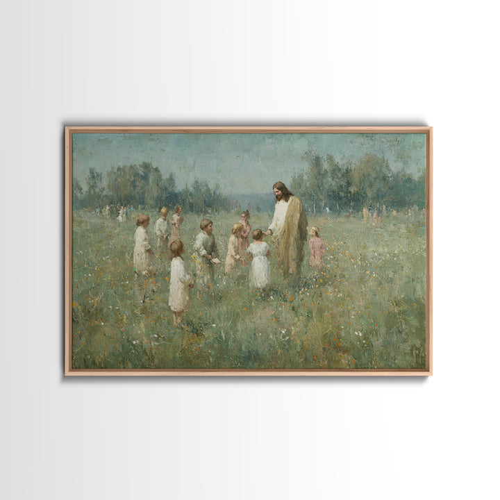Pasture Of Peace – Framed Canvas Print – Christian Art – Christian Wall Art – Jesus Painting – Christian Art Canvas – Christmas Art Prints