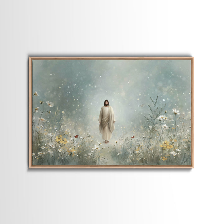 Heavenly Walk, Framed Canvas Print, Christian Wall Art, Christian Art Canvas, Jesus Painting, Modern Christian Art, Christian Christmas Art