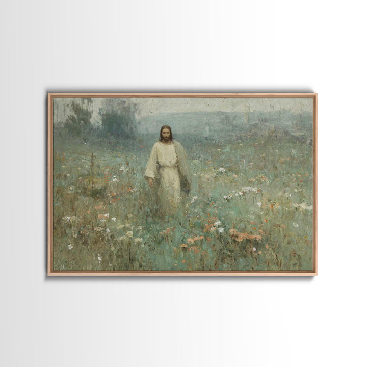 Silent Meadow – Framed Canvas Print – Christian Wall Art – Christian Art Canvas – Jesus Painting – Moody Christian Art – Christmas Art Prin
