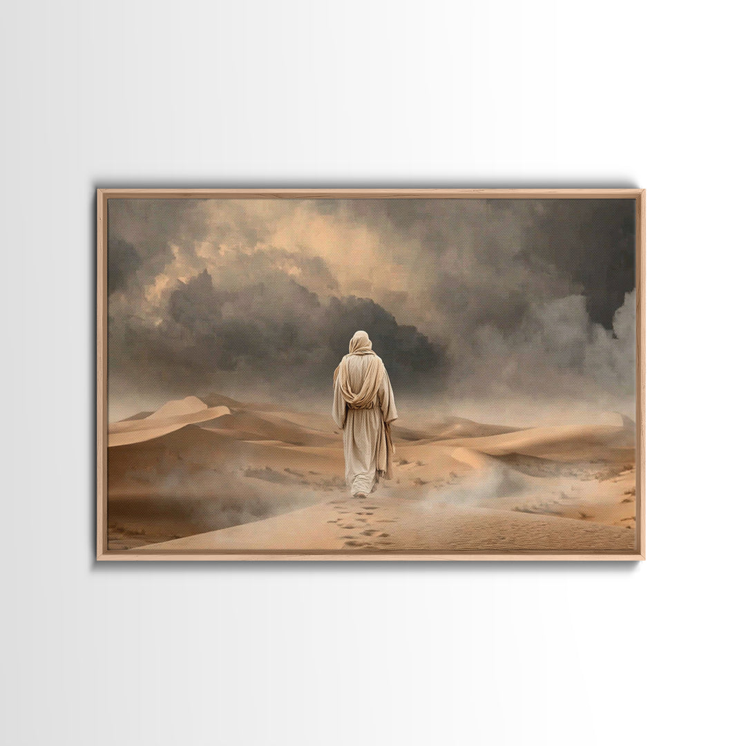 Stormwalk Path | Framed Canvas Print | Christian Wall Art | Christian Art Canvas | Jesus Painting | Moody Christian Art | Christian Decor