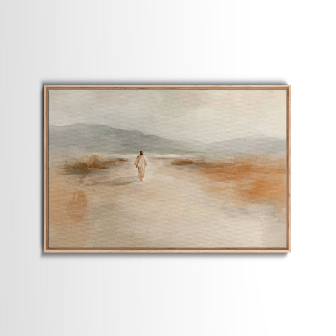 Quiet Journey | Framed Canvas Print | Christian Wall Art | Jesus Painting | Christian Art Canvas | Minimalist Christian Art | Christian Gif