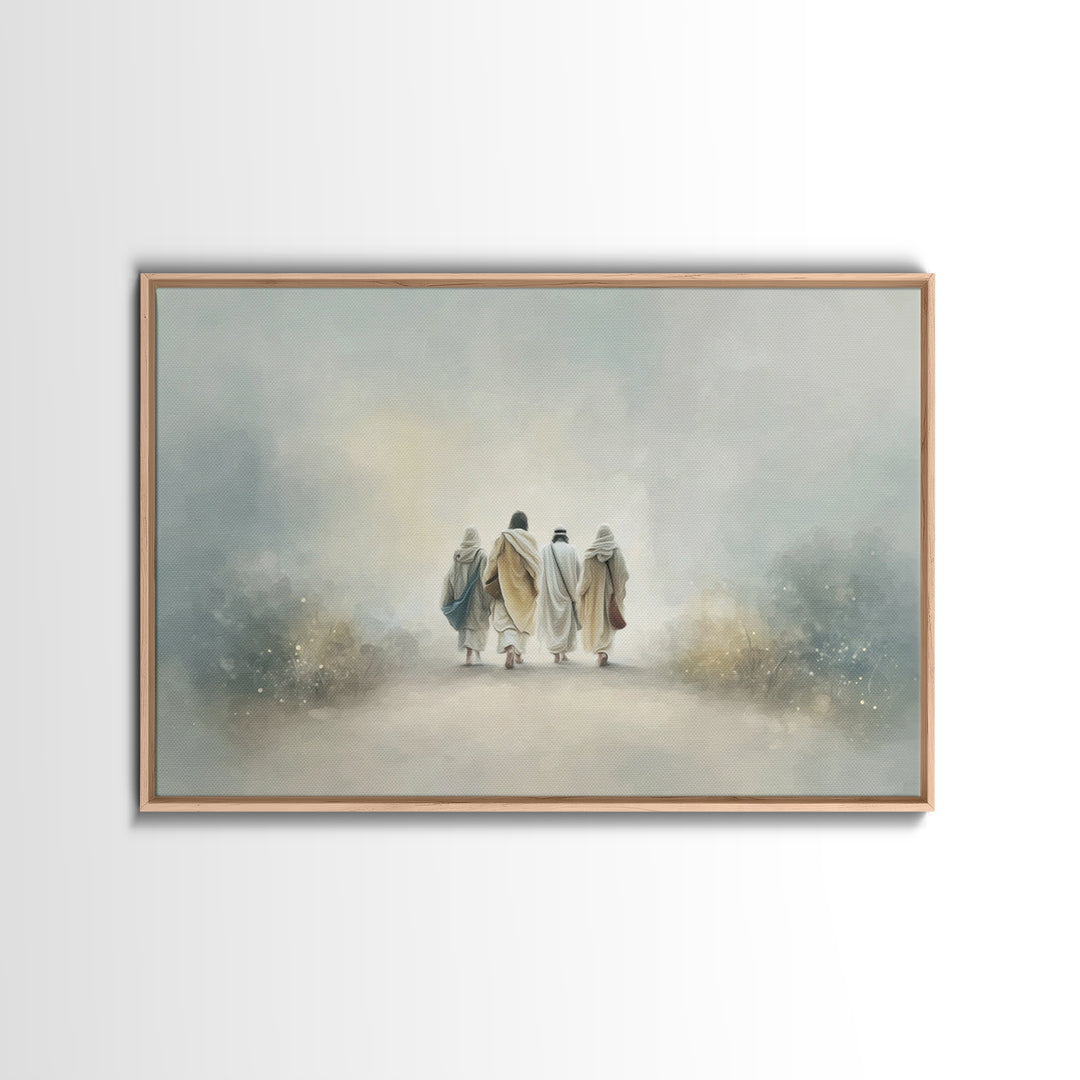 Walk Of Fellowship, Framed Canvas Print, Christian Art Canvas, Christian Wall Art, Jesus Painting, Christian Art, Modern Christian Painting