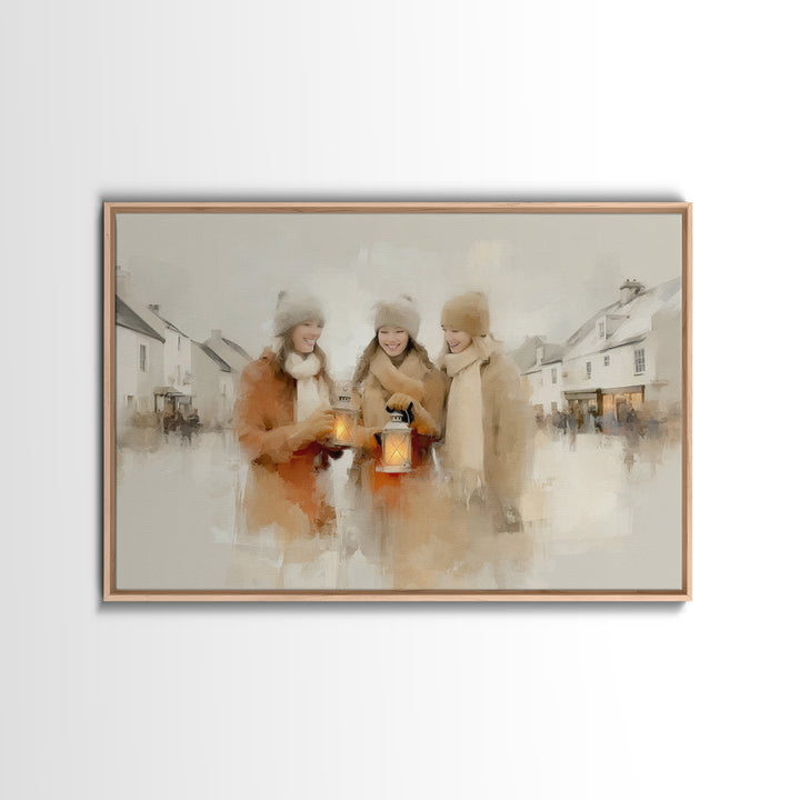 Winter Lantern Light | Framed Canvas Print | Christmas Art Prints | Christian Christmas Art | Christmas Wall Art | Christmas Art Canvas | H