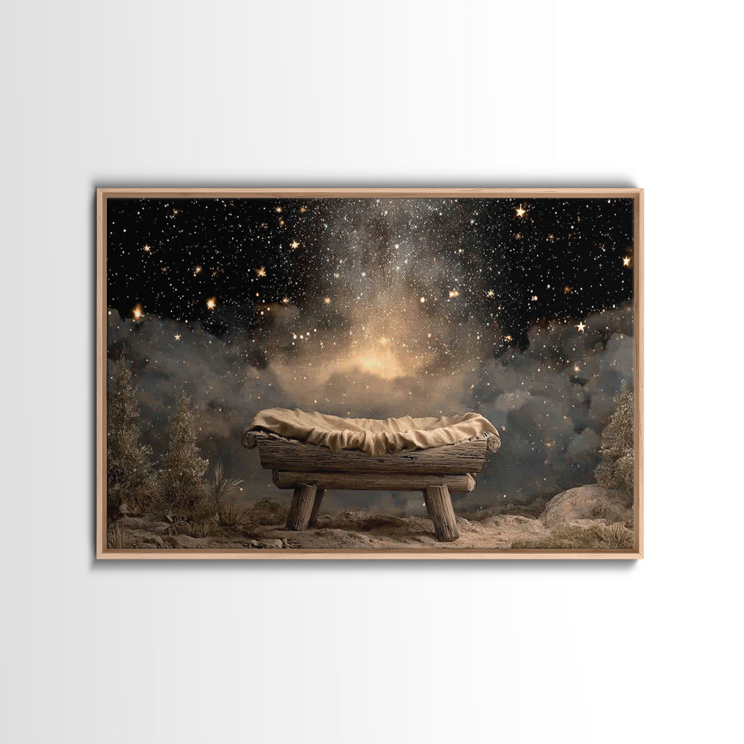 Manger Glory, Framed Canvas Print, Christian Christmas Art, Nativity Art, Christian Wall Art, Christmas Art Prints, Christian Art Canvas