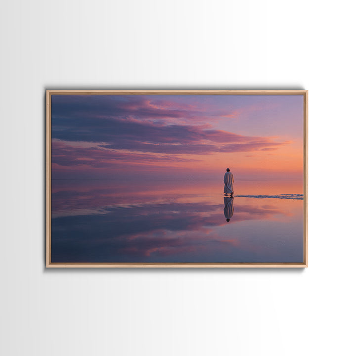 Twilight Walk of Peace – Framed Canvas Print – Christian Wall Art – Jesus Painting – Christian Art Canvas – Modern Christian Art – Christia