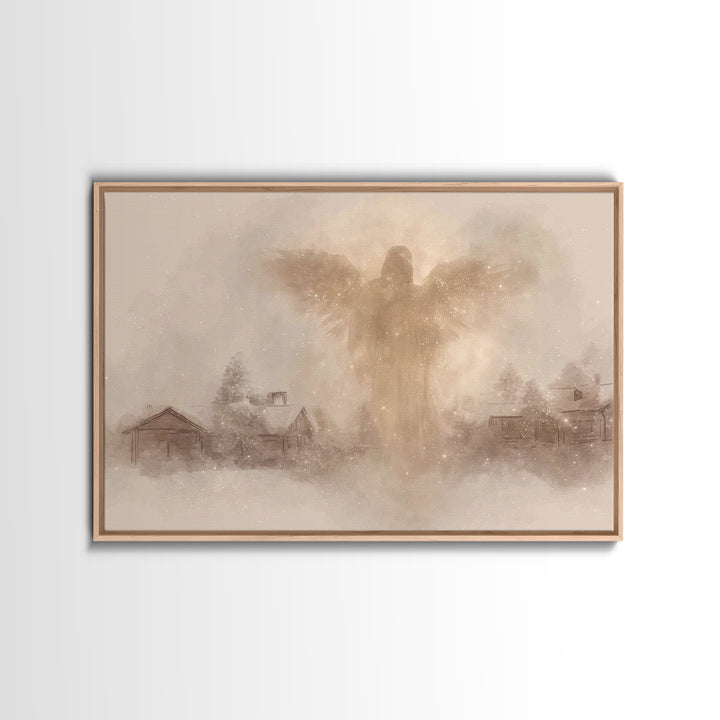 Winter Guardian – Framed Canvas Print – Christian Christmas Art – Moody Christmas Art – Christian Wall Art – Christmas Art Prints