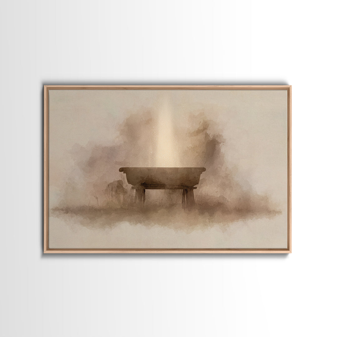 Manger Light – Framed Canvas Print – Christian Wall Art – Christian Art Canvas – Christmas Art – Christian Christmas Art – Christian Decor