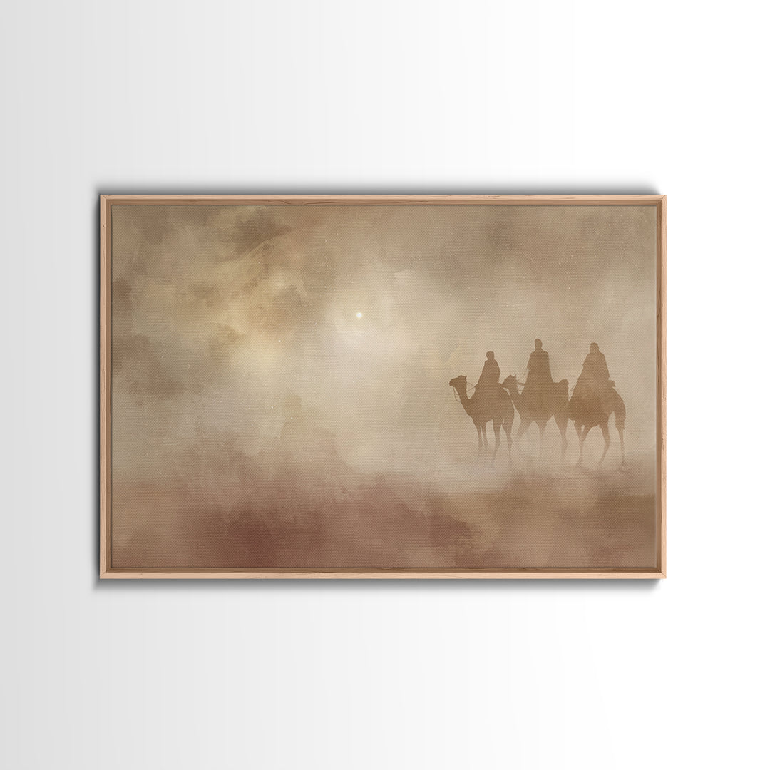 Camel Nightwatch – Framed Canvas Print – Christian Christmas Art – Christian Art Canvas – Christian Wall Art – Christmas Art – Christian De