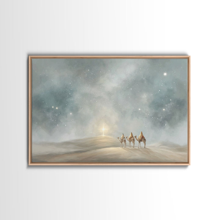 Hillside Star – Framed Canvas Print – Christian Christmas Art – Christian Wall Art – Christian Art Canvas – Christian Decor – Christmas Art