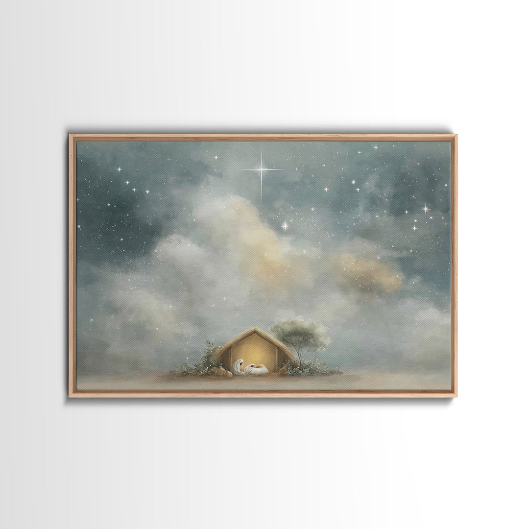 Nativity Peace – Framed Canvas Print – Christian Art Canvas – Christian Christmas Art – Christian Wall Art – Christmas Art – Christian Deco