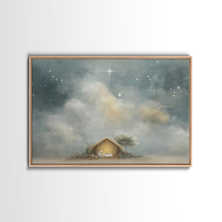 Nativity Peace – Framed Canvas Print – Christian Art Canvas – Christian Christmas Art – Christian Wall Art – Christmas Art – Christian Deco