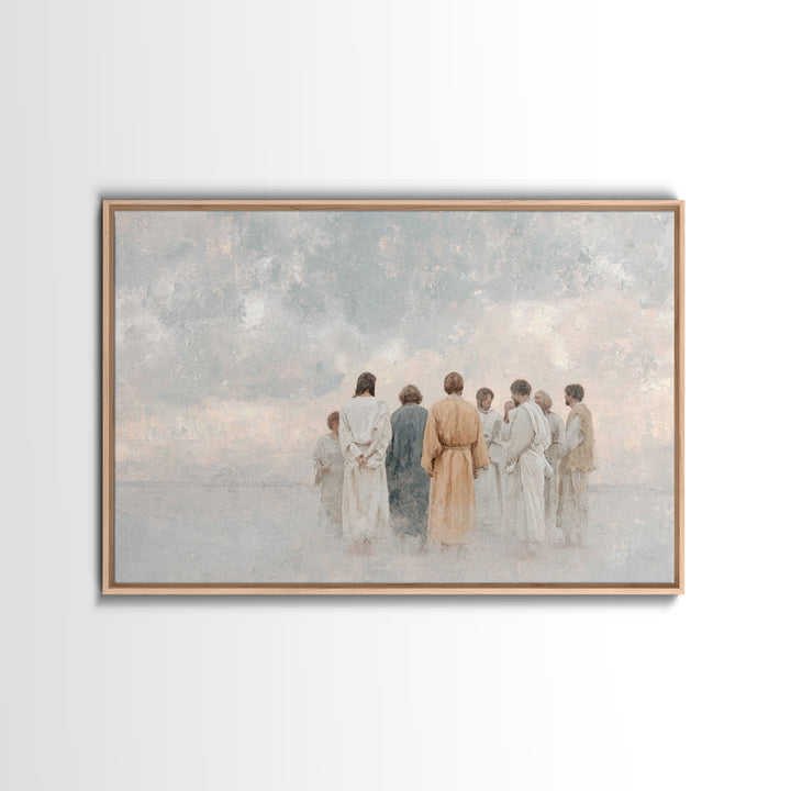Celestial Gathering – Framed Canvas Print – Christian Wall Art – Jesus Painting – Christian Art Canvas – Christmas Art