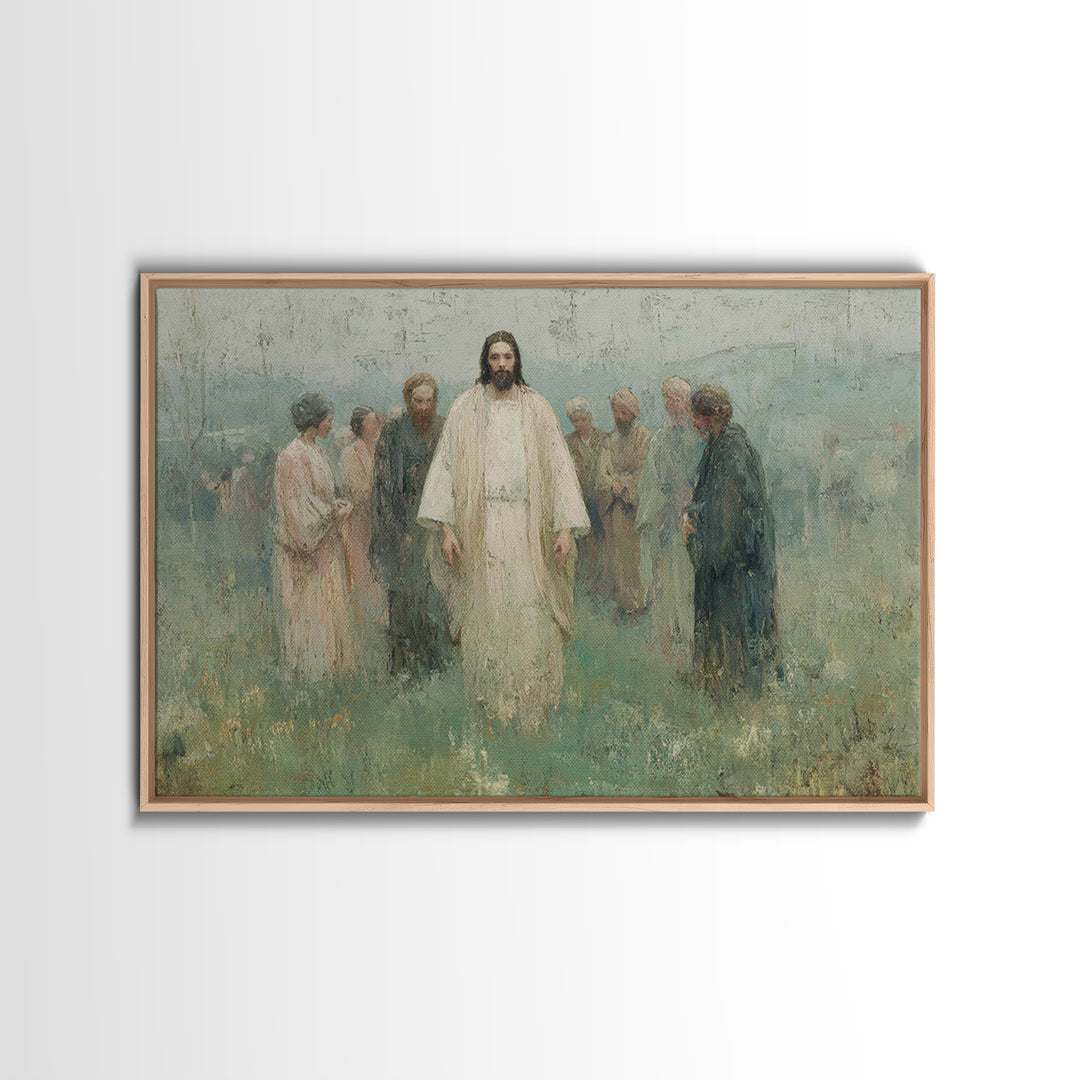 Sacred Meadow Light – Framed Canvas Print – Jesus Painting – Christian Wall Art – Christian Art Canvas – Christian Christmas Art