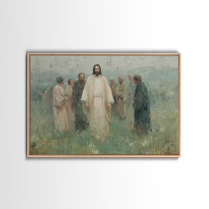 Sacred Meadow Light – Framed Canvas Print – Jesus Painting – Christian Wall Art – Christian Art Canvas – Christian Christmas Art