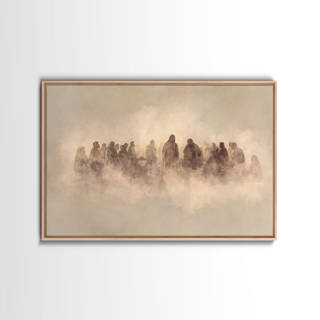 Cloudlit Assembly – Framed Canvas Print – Jesus Painting – Christian Art Canvas – Christian Wall Art – Christian Gift