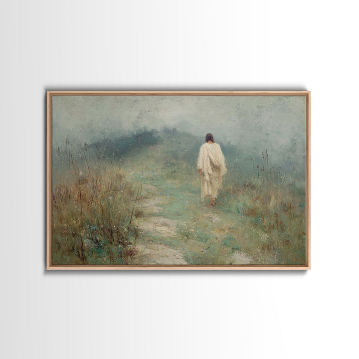 Misty Road Grace – Framed Canvas Print – Christian Art Canvas – Christian Wall Art – Jesus Painting – Moody Christian Art