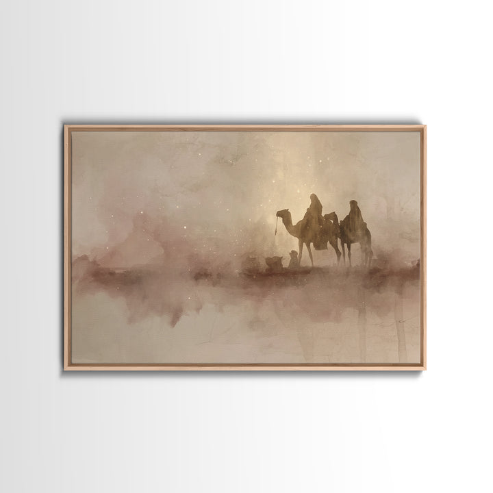 Starry Caravan Path | Framed Canvas Print | Christmas Art | Christian Christmas Art | Christmas Wall Art | Christian Art Canvas