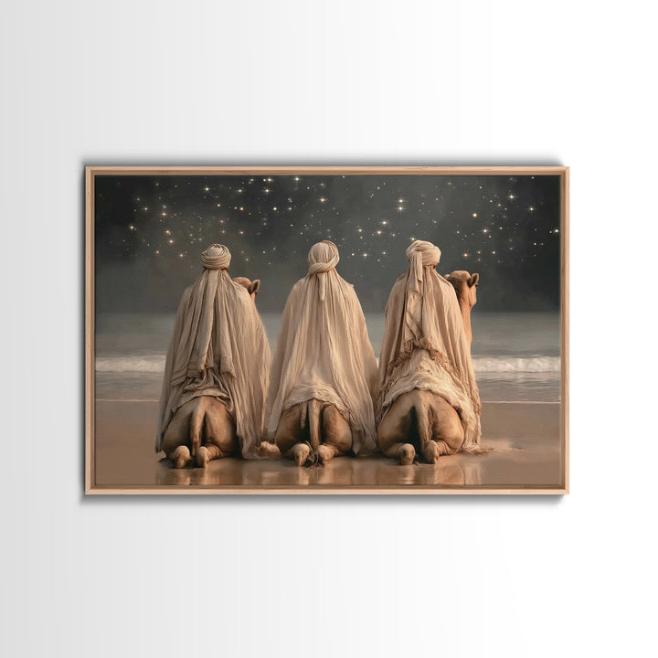 Starry Adoration – Framed Canvas Print – Christian Art Canvas – Christian Wall Art – Christian Christmas Art – Christmas Art – Jesus Painti