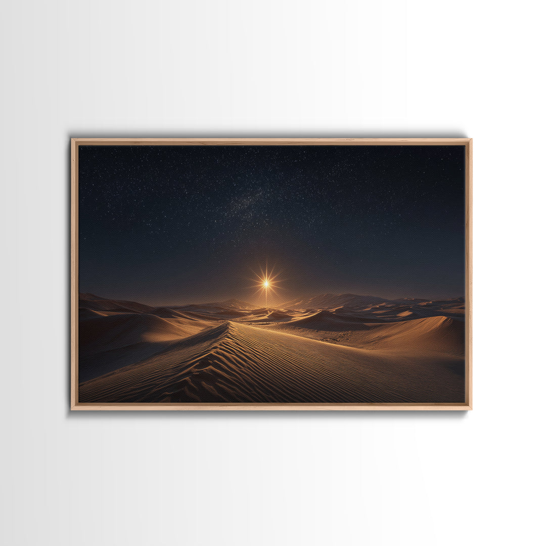 Midnight Radiance – Framed Canvas Print – Christian Wall Art – Christian Art Canvas – Christmas Art – Christian Christmas Art – Jesus Paint