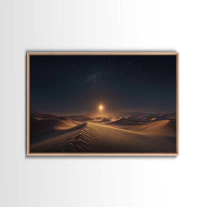 Midnight Radiance – Framed Canvas Print – Christian Wall Art – Christian Art Canvas – Christmas Art – Christian Christmas Art – Jesus Paint