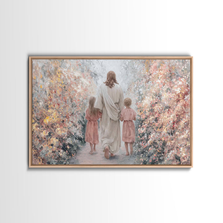Gentle Shepherd Walk - Framed Canvas Print - Christian Art Canvas - Christian Painting - Jesus Art Print - Christian Home Decor