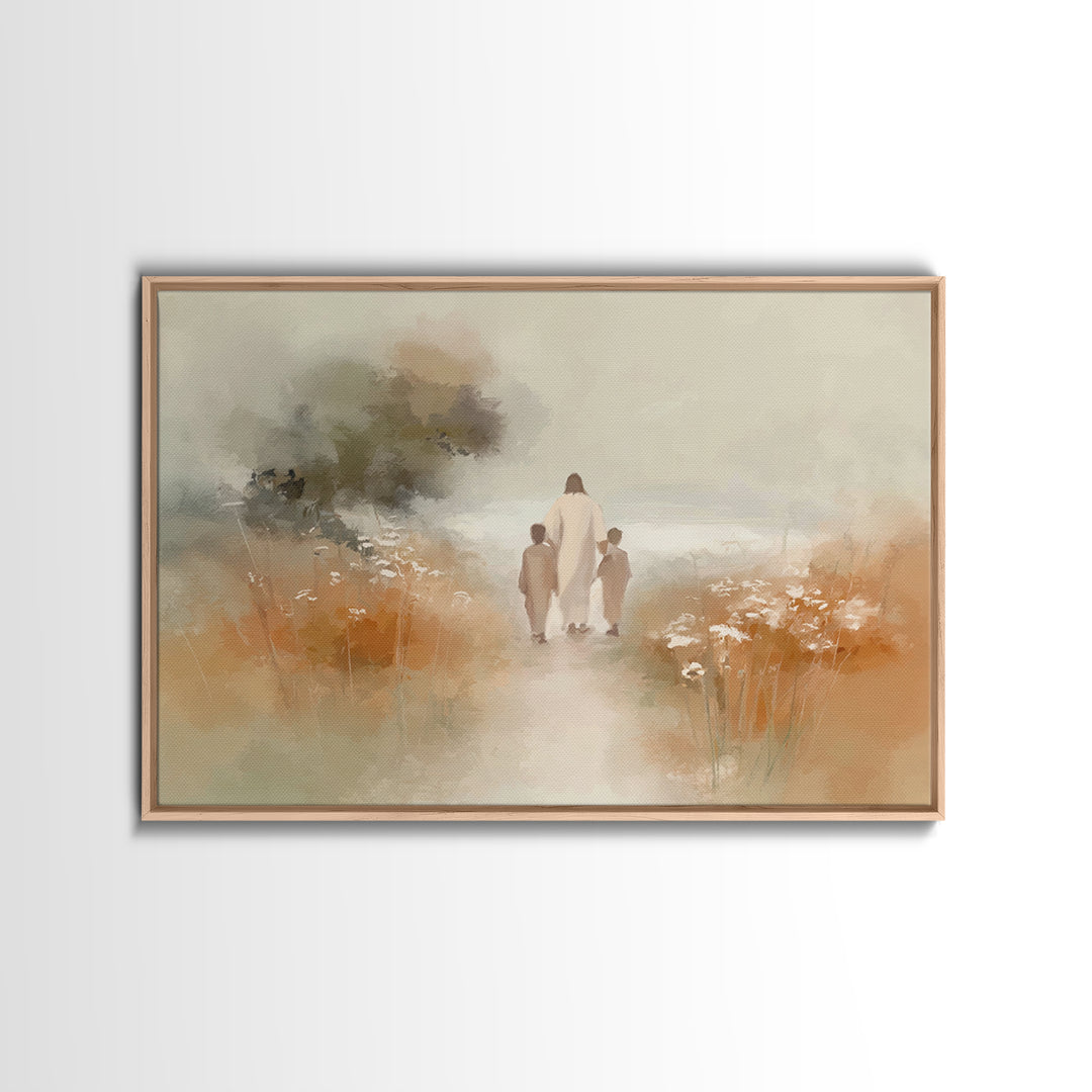 Radiant Garden Peace, Framed Canvas Print, Christian Wall Art, Jesus Painting, Christian Art Print, Christian Christmas Art