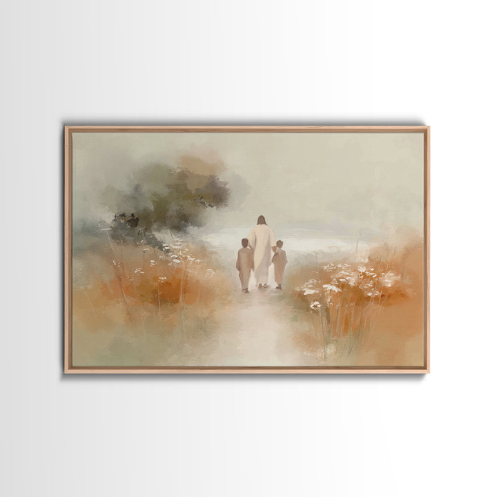 Radiant Garden Peace, Framed Canvas Print, Christian Wall Art, Jesus Painting, Christian Art Print, Christian Christmas Art