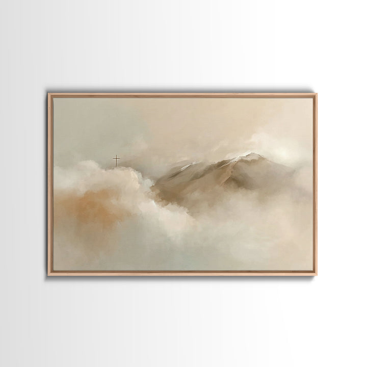 Peaceful Heights – Framed Canvas Print – Minimalist Christian Art – Christian Art Print – Subtle Christian Paintings – Christian Wall Art –