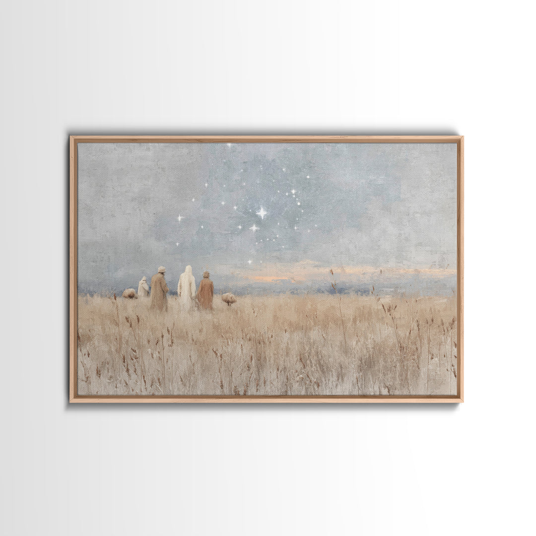 Starry Fields – Framed Canvas Print – Christian Christmas Art – Subtle Christian Art – Christian Art Prints – Pastoral Scenery – Christian