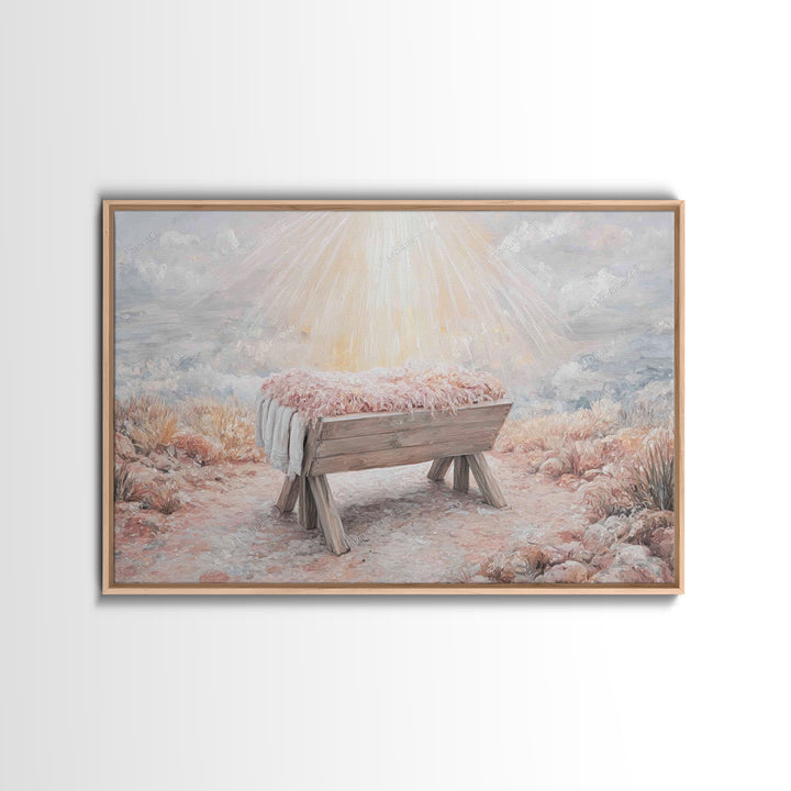 Manger Light – Framed Canvas Print – Christian Wall Art – Christian Art Canvas – Christmas Art – Jesus Christmas Art – Christian Art