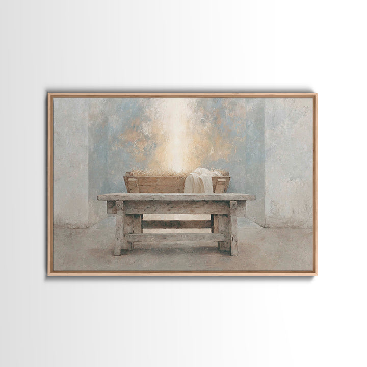 Cradle Of Heaven – Framed Canvas Print – Christian Art Canvas – Christian Wall Art – Christmas Art – Christian Christmas Art – Jesus Painti