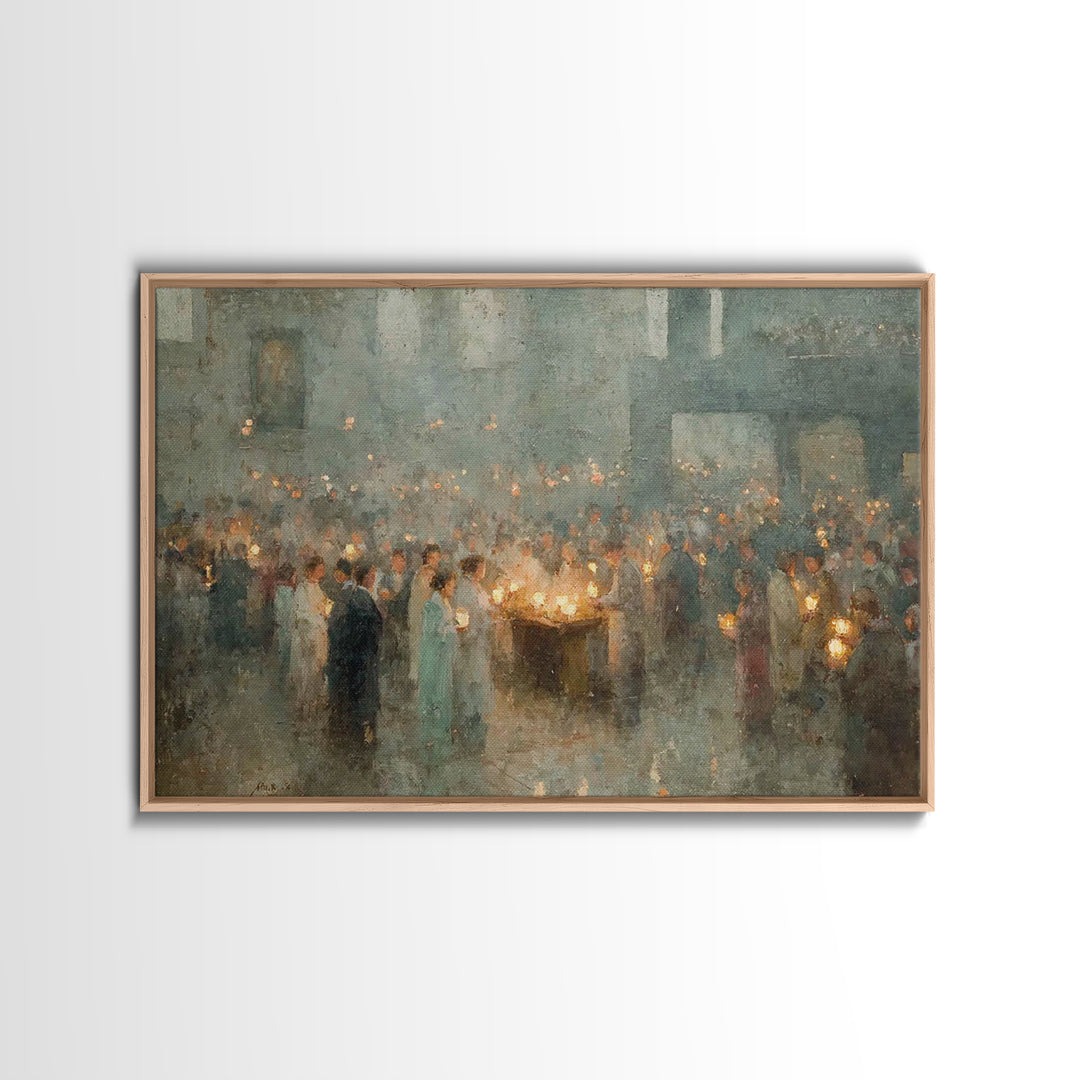 Sanctuary Gathering – Framed Canvas Print – Christian Art Canvas – Christian Wall Art – Vintage Christian Art – Christian Gift