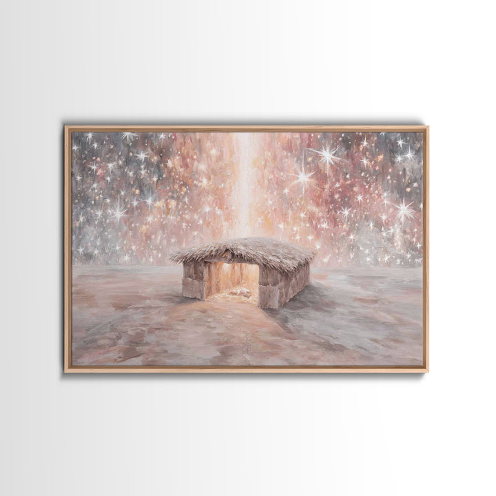 Glory In The Stable – Framed Canvas Print – Christian Christmas Art – Christian Wall Art – Christian Art Canvas – Christmas Art – Christian