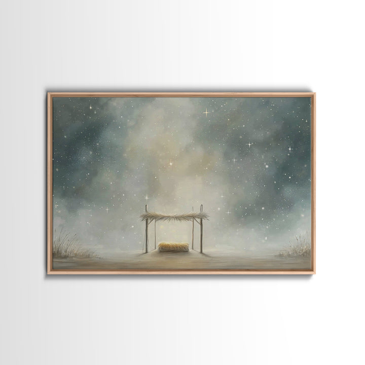 Heavenly Cradle – Framed Canvas Print – Christian Wall Art – Christian Art Canvas – Christmas Art – Christian Christmas Decor – Christian A