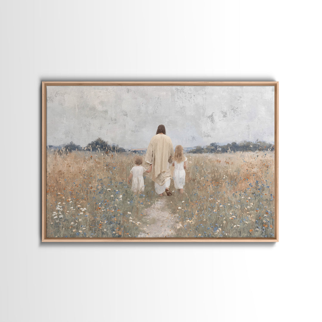 Path Of Peace – Framed Canvas Print – Christian Wall Art – Jesus Painting – Christian Art Canvas – Pastoral Scenery – Christian Christmas A