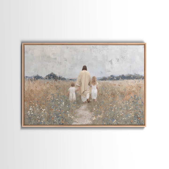 Path Of Peace – Framed Canvas Print – Christian Wall Art – Jesus Painting – Christian Art Canvas – Pastoral Scenery – Christian Christmas A