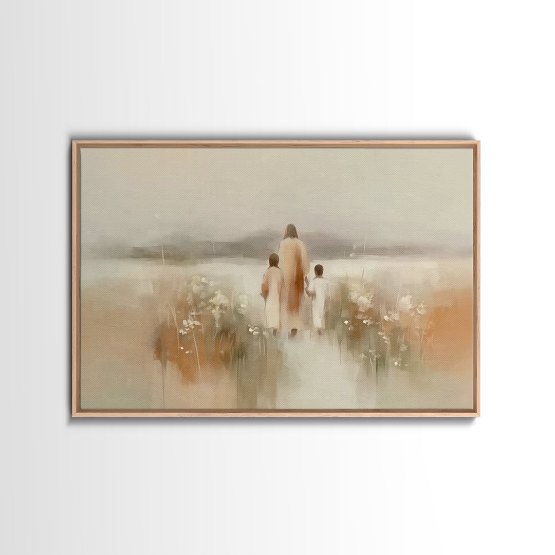 Soft Morning Calm, Framed Canvas Print, Christian Art Canvas, Minimalist Christian Art, Jesus Painting, Subtle Christian Art, Christmas Wal