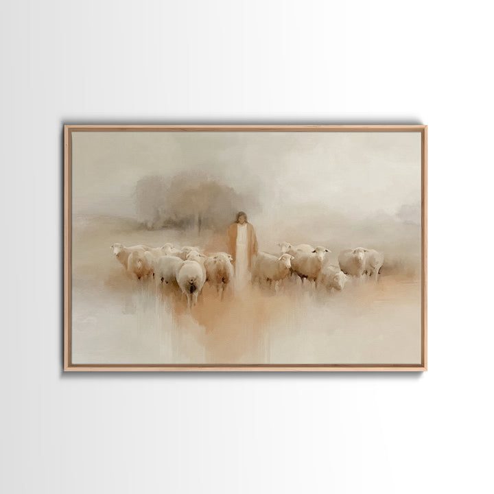 Pasture Of Peace | Framed Canvas Print | Christian Art Canvas | Jesus Painting | Minimalist Christian Art | Christian Wall Art | Subtle Chr