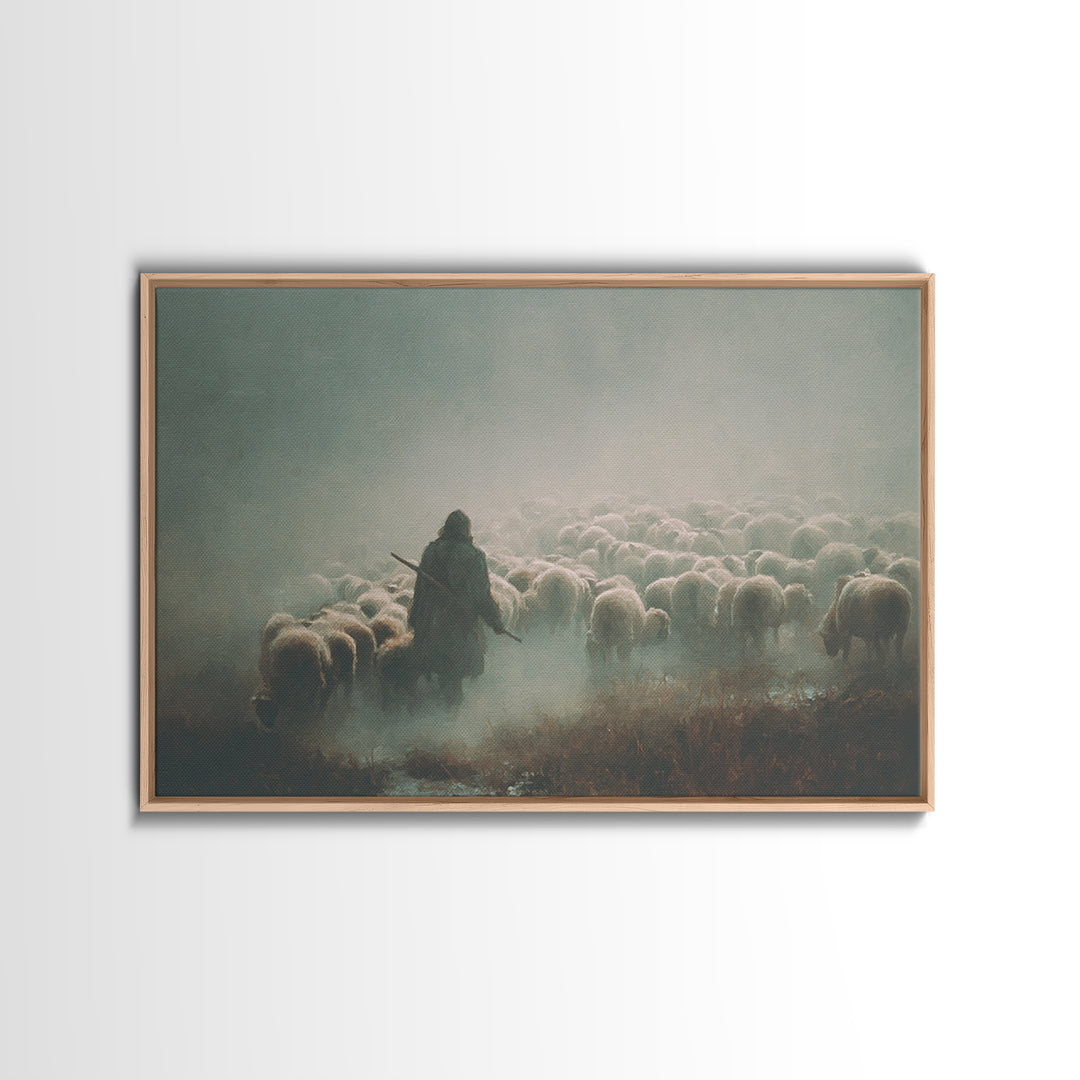 Desert Shepherd Peace | Framed Canvas Print | Christian Wall Art | Jesus Painting | Christian Art Canvas | Christmas Art