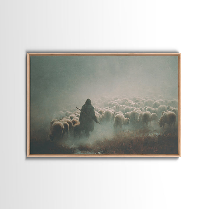 Desert Shepherd Peace | Framed Canvas Print | Christian Wall Art | Jesus Painting | Christian Art Canvas | Christmas Art