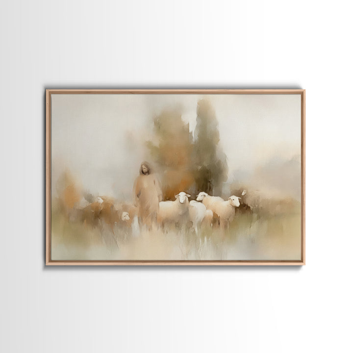 Shepherd’s Embrace – Framed Canvas Print – Christian Art Canvas – Christian Wall Art – Jesus Painting – Christmas Art